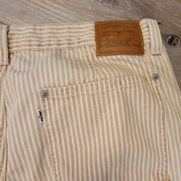 Womens Levis Dad Modern Utility Pants Tan Striped Mid Rise Straight Sz 33 Jeans - Picture 7 of 7